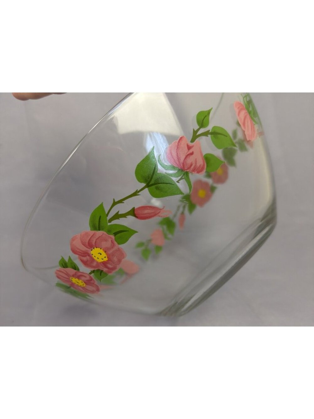 Franciscan Desert Rose 9" Glass Salad Serving Bowl France Flowers VTG Cottage